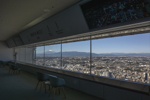 横浜ランドマークタワーから見た富士山